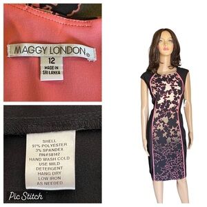 New! Maggy London Black/beige dress size 12
